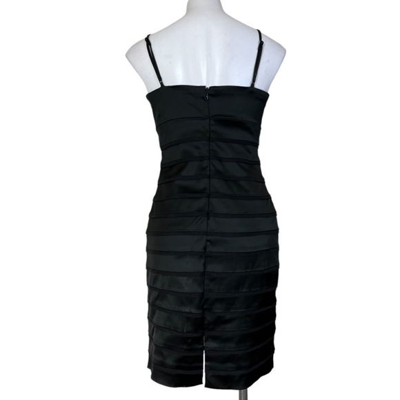 Oleg Cassini black bodycon dress spaghetti strap size 6 style 20612 - Picture 4 of 8